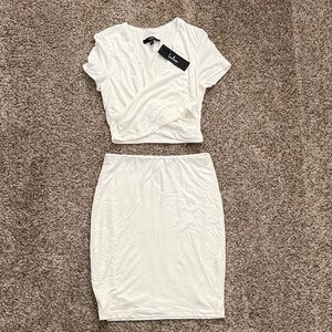 Lulu's Elegant Cream Skirt Set